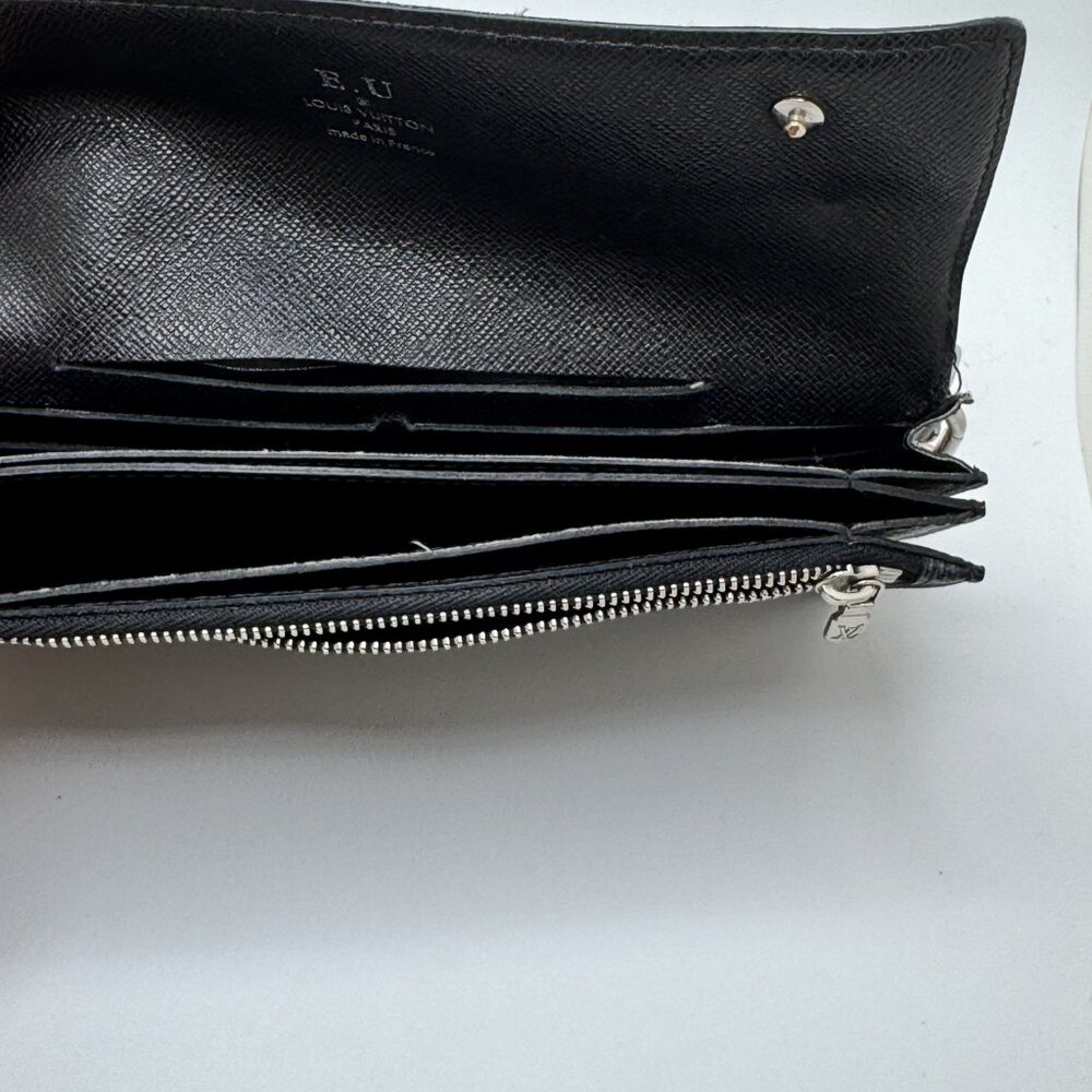 Louis Vuitton Black Checkered Wallet with Silver Chain - Picture 12 of 16